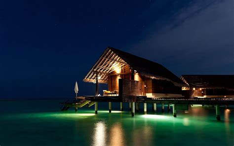 Nature, Night, Tropics, Maldives, Bungalow HD wallpaper | Pxfuel