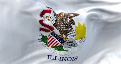 Close-up View of Illinois State Flag Waving in the Wind Stock Image - Image of rippled ...