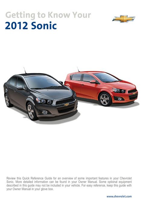 CHEVROLET SONIC 2012 QUICK REFERENCE MANUAL Pdf Download | ManualsLib