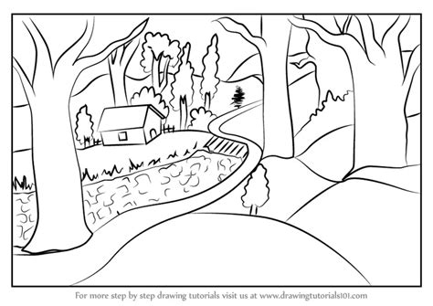 How to Draw a Forest Scene (Forests) Step by Step | DrawingTutorials101.com