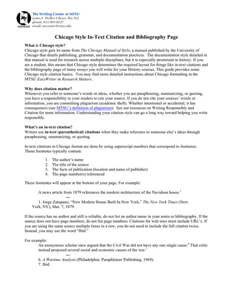 Chicago Style In-Text Citation and Bibliography Page