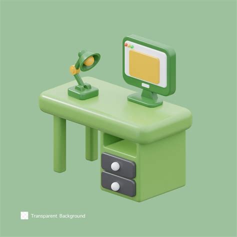 Premium PSD | Computer desk icon 3d rendering illustration
