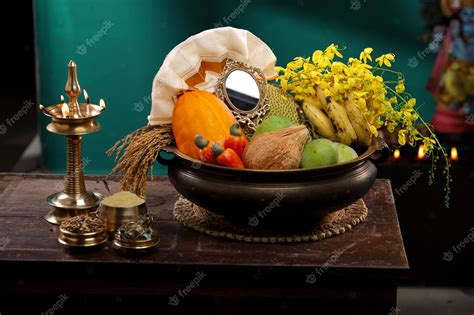 Premium Photo | Kerala festival rituals of Vishu festival Vishukkani or Vishu sight