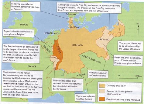 The land lost by Germany after the Treaty of Versailles, 1919. | IR and ...