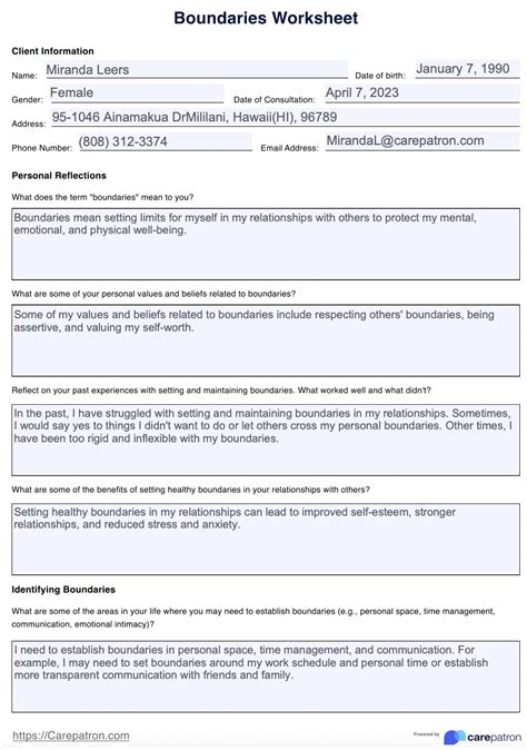 Boundaries Worksheet & Example | Free PDF Download