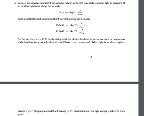 Solved 6. In glass, the speed of light is 2/3 the speed of | Chegg.com