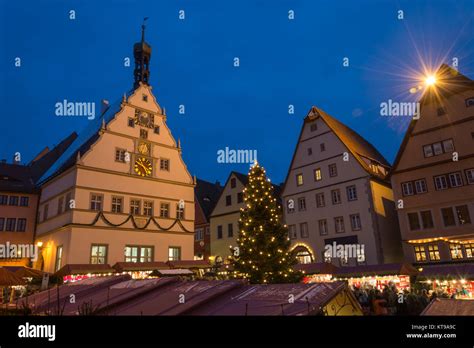 The Christmas market in Rothenburg ob der Tauber, Germany during blue hour Stock Photo - Alamy