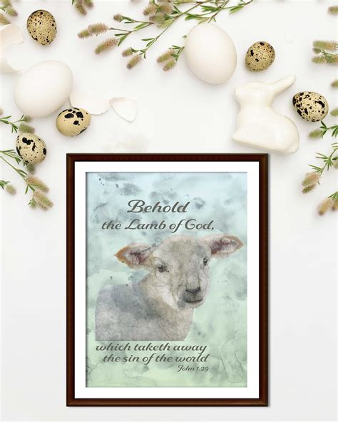 Behold the Lamb of God Digital Download. Watercolor Easter Lamb. Art Print for Christians. Bible ...