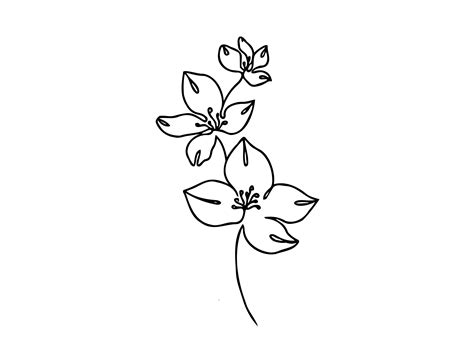 Larkspur Birth Flower Tattoo Design, One Line Simple Minimalist July Flower Tattoo Drawing ...