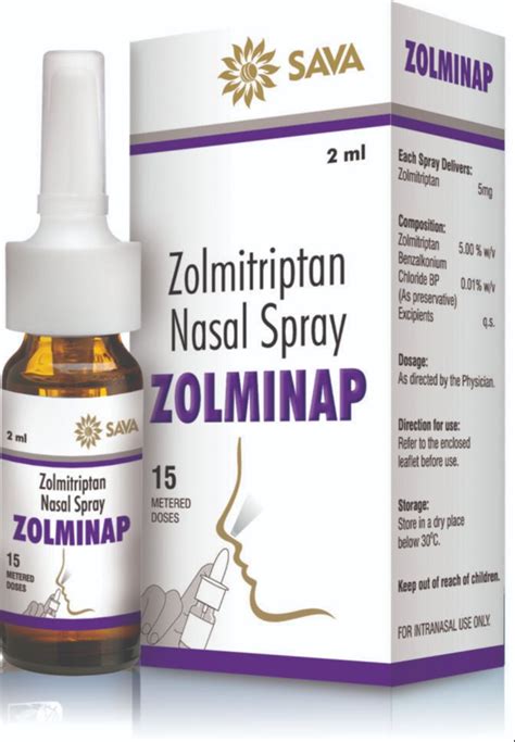 Sava Zolmitriptan 5mg Nasal Spray, For Personal, Packaging Size: 1 Vial With Carton at best ...