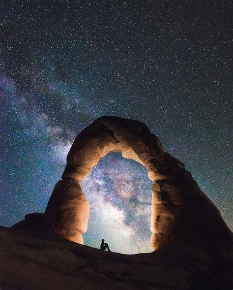 The glow of the Milky Way captured in Arches National Park, Utah. - Awesome | Beautiful nature ...