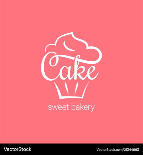 Cake logo of bakery cupcake dessert on pink Vector Image