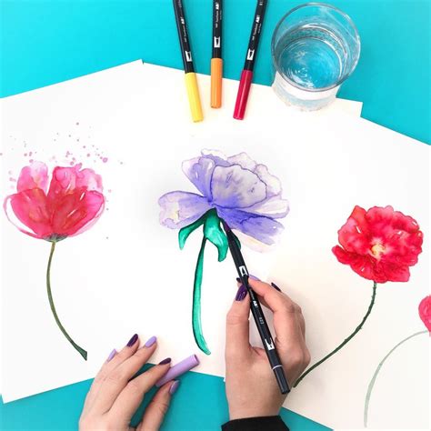 How to Create Watercolor Flowers with Tombow Dual Brush Pens by Jessica Mack of BrownPaperBunny ...