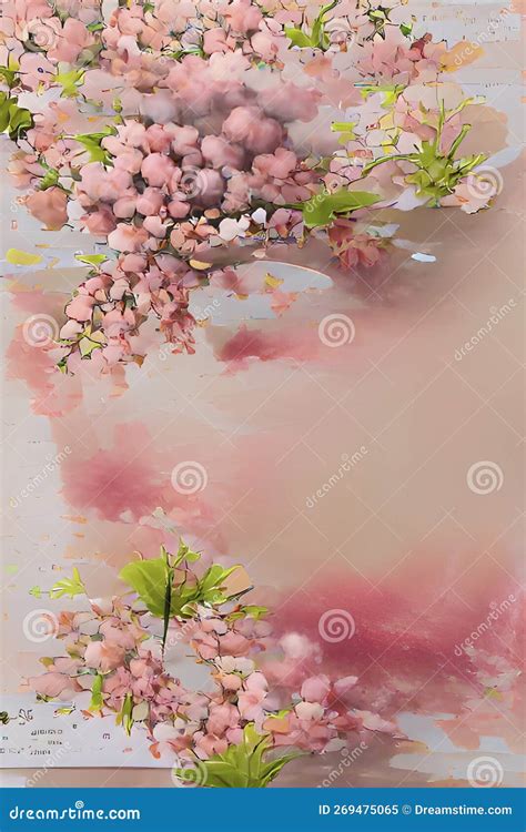 Cherry Blossom on a Watercolor Background Stock Illustration - Illustration of invitation, flora ...