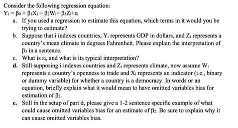 Solved Consider the following regression equation: | Chegg.com