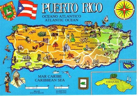 Puerto Rico map postcard | Karibik, Puerto rico, Insel