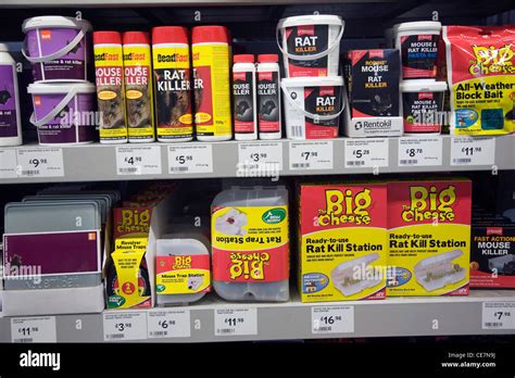 Rat killer pest control products in shop Stock Photo - Alamy