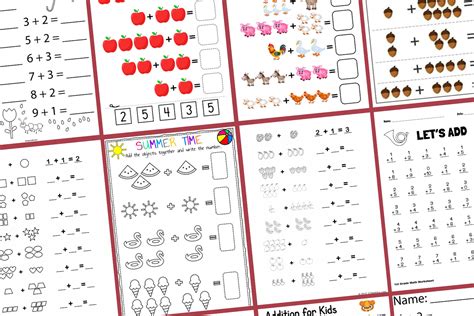 Beginner Addition – 6 Kindergarten Addition Worksheets / FREE - Worksheets Library