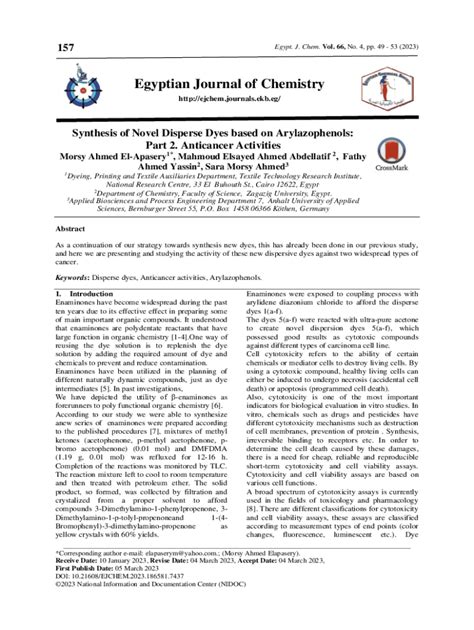 Fillable Online 157 Synthesis of Novel Disperse Dyes based on ...