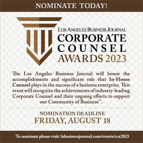 Los Angeles Business Journal on LinkedIn: Corporate Counsel Awards ...