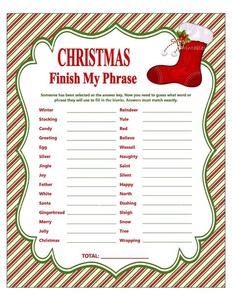 Christmas Finish My Phrase Printable Christmas Party Game | Etsy ...