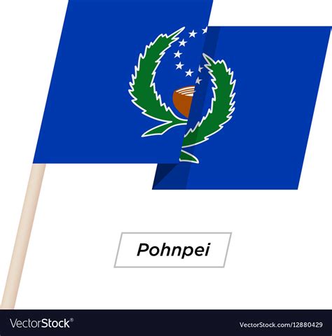 Pohnpei ribbon waving flag isolated on white Vector Image