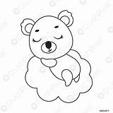 Coloring Page Cute Little Koala Sleeping On Cloud Book  stock sketch template