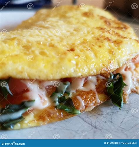 Cheese and Spinach Omelette Stock Photo - Image of produce, dish: 216758490