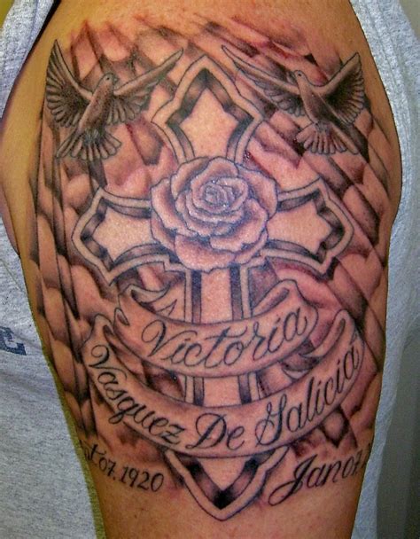 39+ Memorial Cross Tattoos Ideas