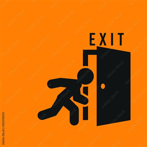 emergency exit door vector. direction arrow sign. safety illustration ...