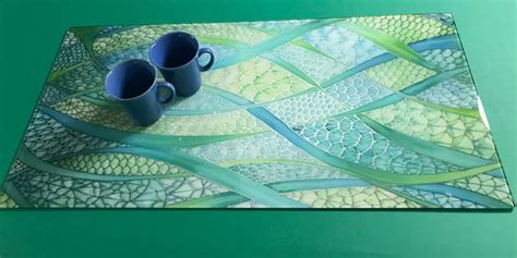 Stunning Extra Large Green Glass Counter Saver - Lime Mint Aqua Workto – Meikie Designs