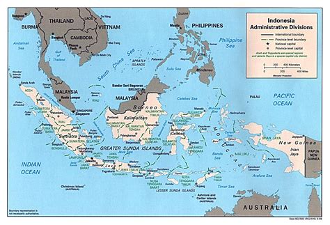 Large administrative divisions map of Indonesia with major cities - 1998 | Indonesia | Asia ...