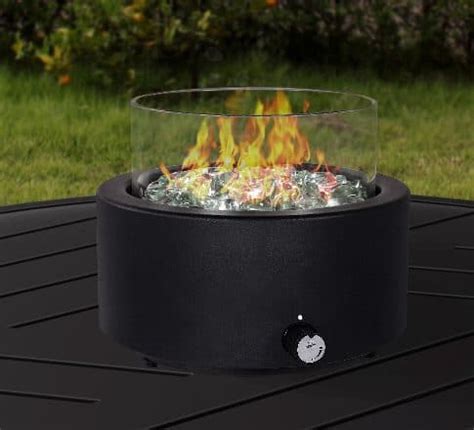 Tremont Round Table Top Gas Fire Pit for dining tables