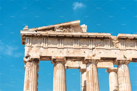 Parthenon temple closeup, Athens | Architecture Stock Photos ~ Creative ...