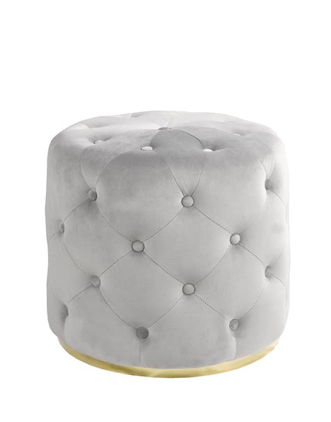 OTTOMAN - GREY | Round tufted ottoman, Tufted storage ottoman, Tufted ...