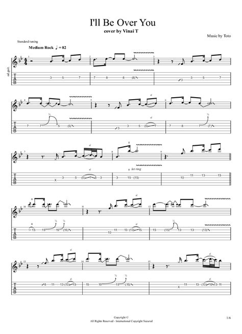 TOTO I'll Be Over You- guitar cover Tab & Chords - Vinai T