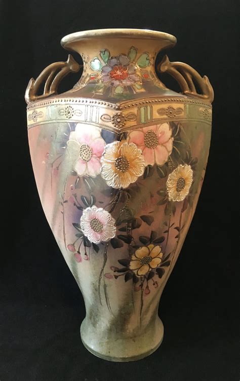 1930’s Art Deco Art Nouveau Hand Painted Floral Pottery Vase With Cat Shape Handles – Fire ...