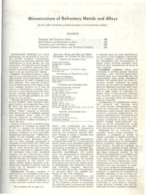 Refractory Metals and Alloys | PDF