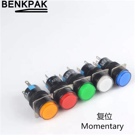 LED 5v 12V 24v 220V 16mm Momentary push button with lamp ,5pins-in Switches from Lights ...