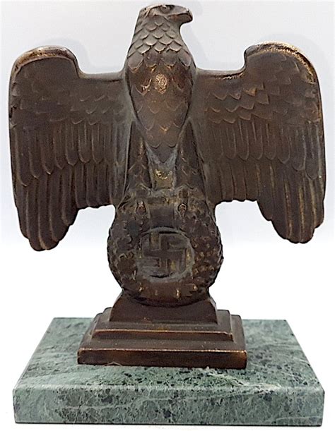 WW2 GERMAN NAZI THIRD REICH NSDAP DESKTOP EAGLE STATUE MARBLE BASE MARKED