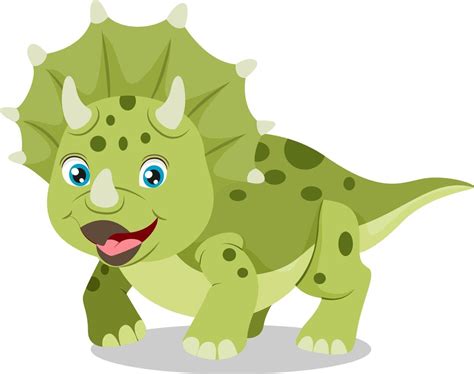 Cute green triceratops dinosaur cartoon 9015775 Vector Art at Vecteezy