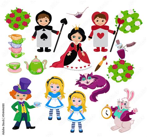 Alice in Wonderland. Vector set of characters. vector de Stock | Adobe Stock