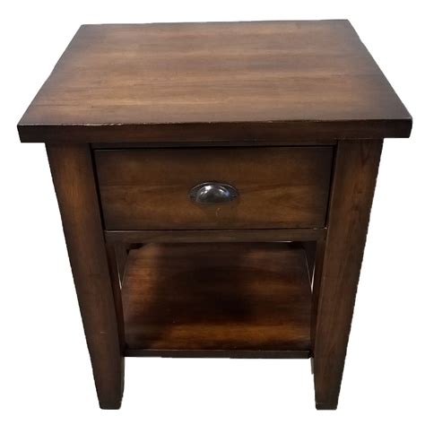 Solid Dark Wood Side Table w/Drawer and Shelf