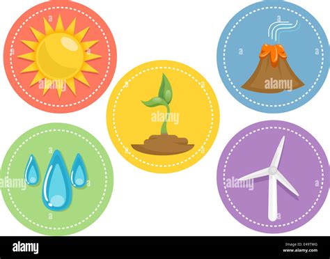 Icon Illustration Featuring Different Sources of Renewable Energy Stock Photo - Alamy