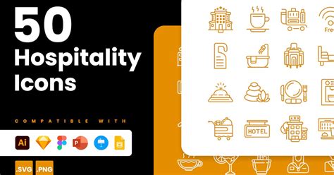 50 Hospitality Vector Icons by Jetfabrik on Envato Elements