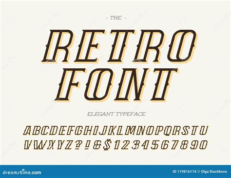 Retro Font Modern Typography Slanted Style Stock Vector - Illustration ...