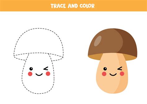 Tracing lines with cute cartoon mushroom 2395283 Vector Art at Vecteezy