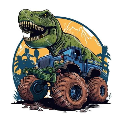 T-rex Dinosaur on Monster Truck Sublimation Clipart (Instant Download) - Etsy in 2023 | Dinosaur ...