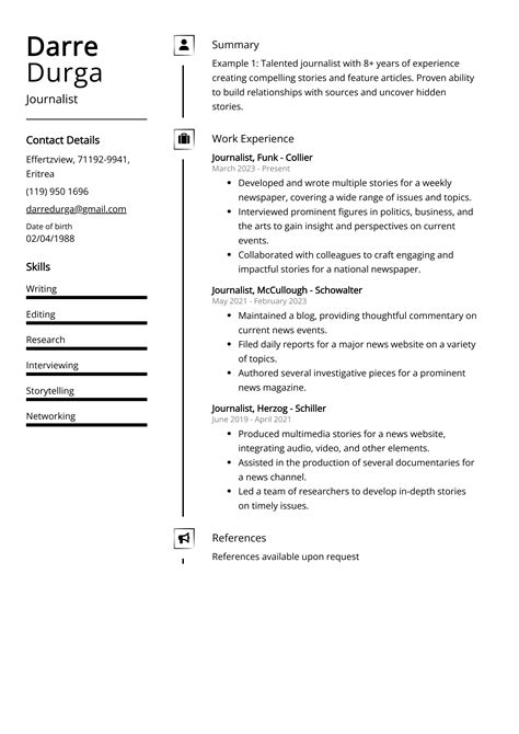 Experienced Journalist Resume Example (Free Guide)