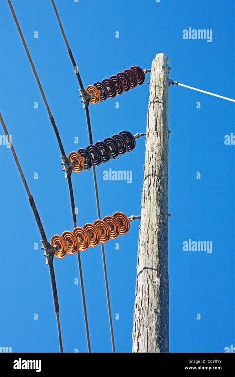 power lines and pole Stock Photo - Alamy